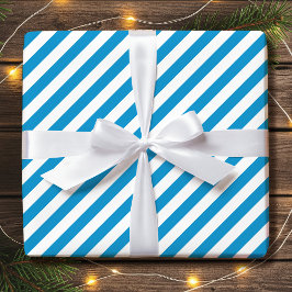 Streckad diagonal Helgdag, enkelt blått vitt Presentpapper