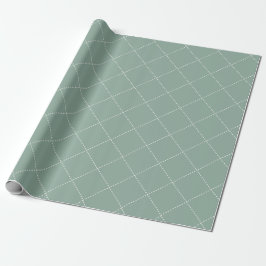 Streckad diamantnät geometrisk dämpad salviagrön presentpapper
