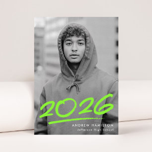 Streckad Limegrön Klass 2026 Foto Examen Meddelande