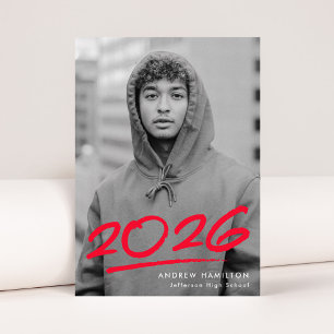 Streckad röd klass av 2025 Modern Photo Studenten Meddelande