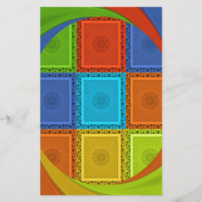 Streckad rödgyllene Grönt Checkered Spiral Art (Framsida)