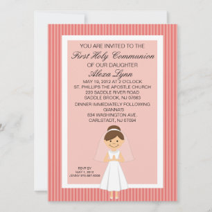 Streckad Söt First Communion Girl-inbjudan Inbjudningar