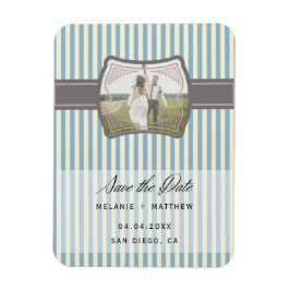 Streckad Vintage Foto Spara datum Bröllop Magnet