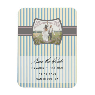 Streckad Vintage Foto Spara datum Bröllop Magnet