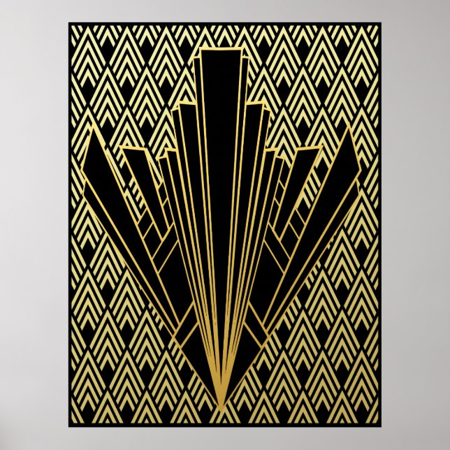 Streckande Art Deco Stil Poster (Framsidan)
