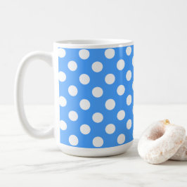 Streckande blå och stora vita Polka dots Kaffemugg