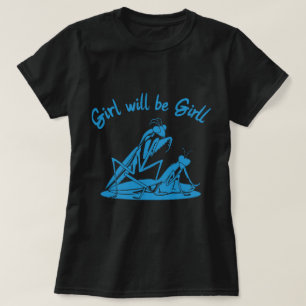 Streckande Blue Mantis Holding Other Tecknad T Shirt