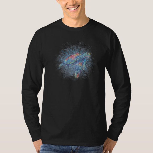 Streckande havsfärgad havssköldpadda t shirt (Framsida)