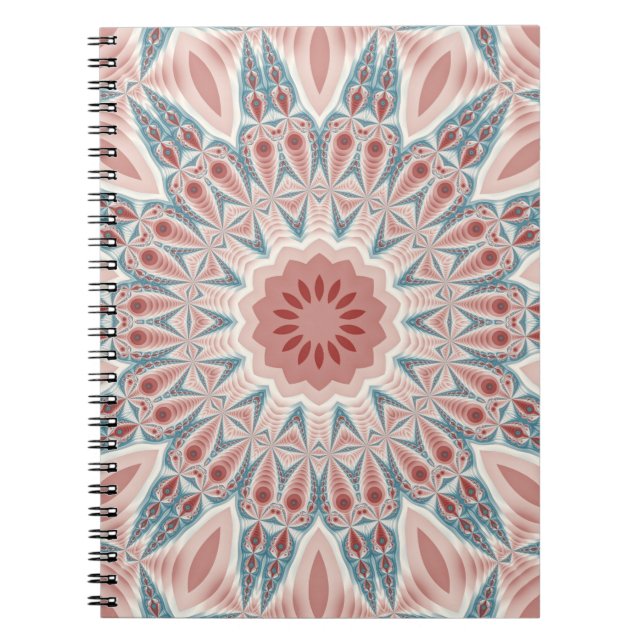 Streckande modern Kaleidoscope Mandala Fractal Art Anteckningsbok (Framsidan)