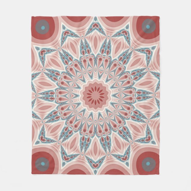 Streckande modern Kaleidoscope Mandala Fractal Art Fleecefilt (Framsidan)