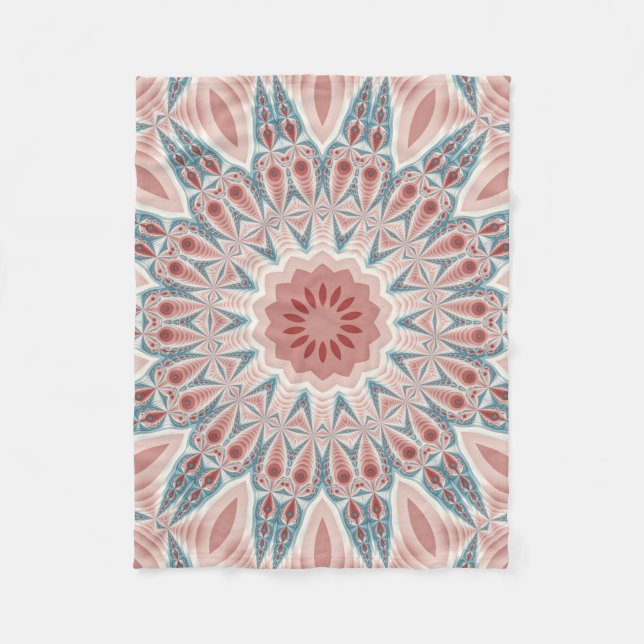 Streckande modern Kaleidoscope Mandala Fractal Art Fleecefilt (Framsidan)