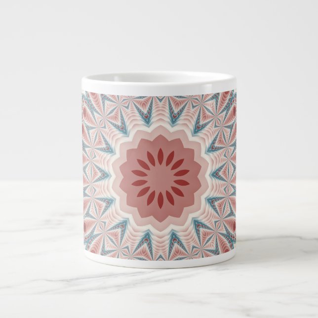 Streckande modern Kaleidoscope Mandala Fractal Art Jumbo Mugg (Framsidan)