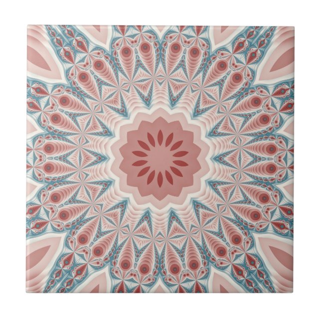Streckande modern Kaleidoscope Mandala Fractal Art Kakelplatta (Framsidan)