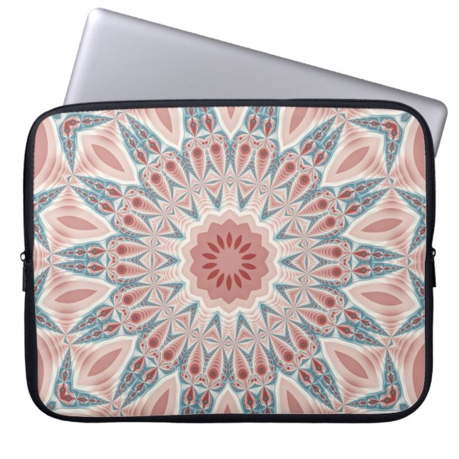 Streckande modern Kaleidoscope Mandala Fractal Art Laptop Fodral (Framsidan)