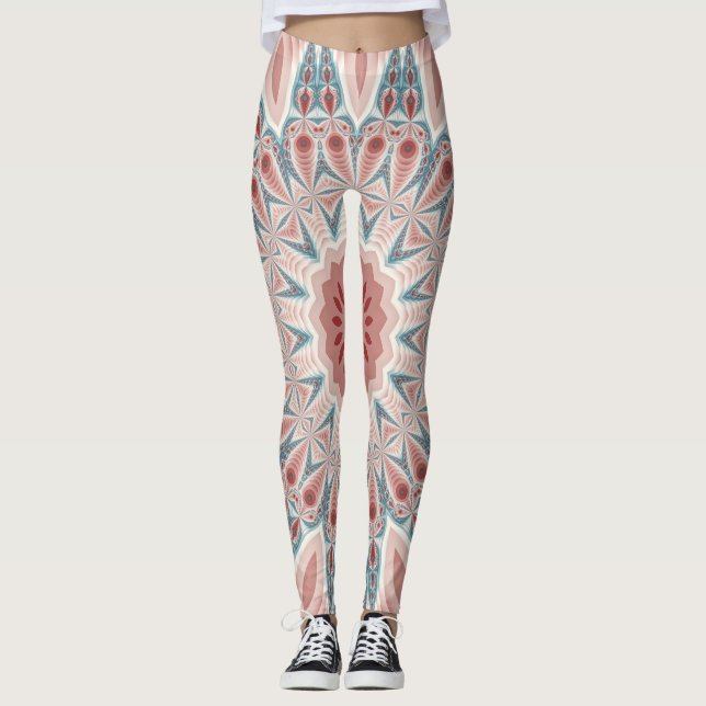 Streckande modern Kaleidoscope Mandala Fractal Art Leggings (Framsida)