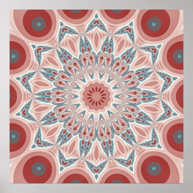 Streckande modern Kaleidoscope Mandala Fractal Art Poster (Framsidan)