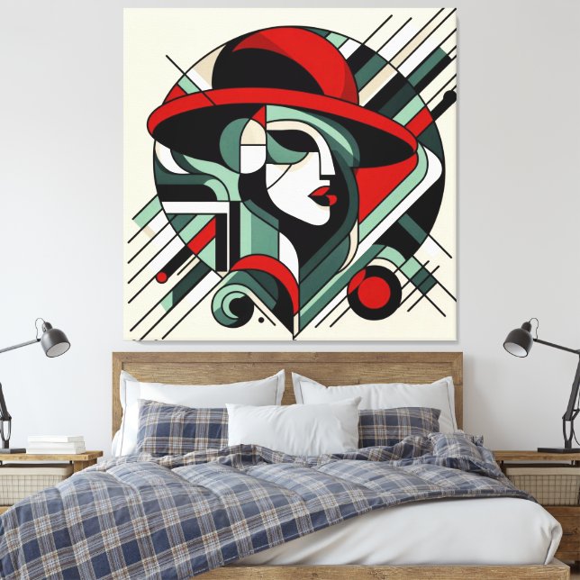 Streckande visuell teckning nr 11 canvastryck (Insitu (sovrum))