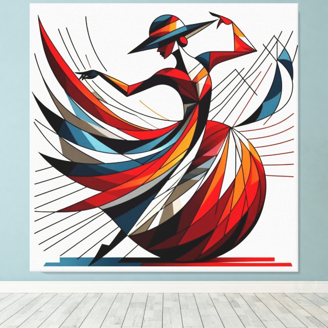 Streckande visuell teckning nr 12 canvastryck (Insitu (trägolv))