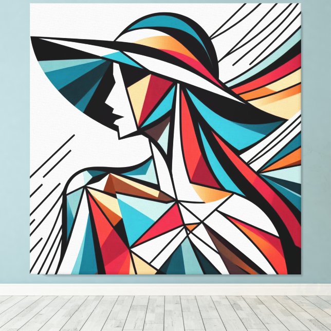 Streckande visuell teckning nr 3 canvastryck (Insitu (trägolv))