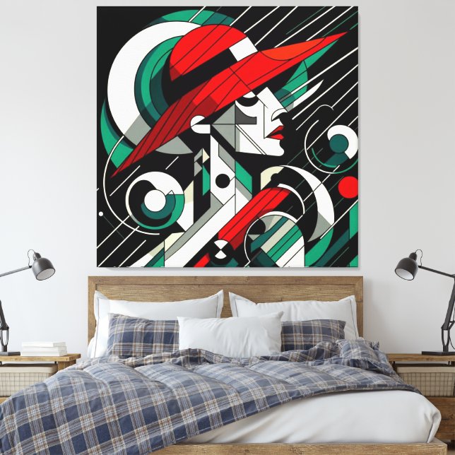 Streckande visuell teckning nr 4 canvastryck (Insitu (sovrum))