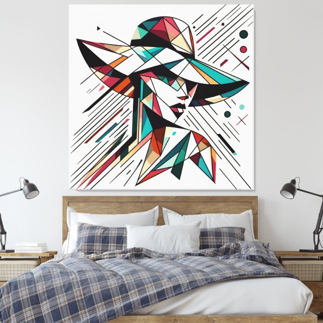 Streckande visuell teckning nr 5 canvastryck (Insitu (sovrum))