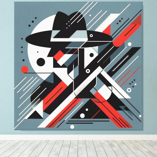 Streckande visuell teckning nr 6 canvastryck (Insitu (trägolv))