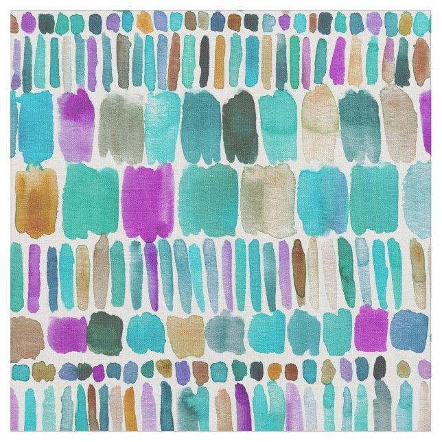 STRECKAT färgrikt mönster för randBoho vattenfärg Tyg (Närbild)