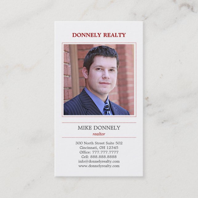 Streckat Gräns (rött), Affärskort Visitkort (Framsida)