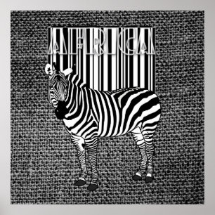 Streckkod som går in i en zebra-design poster