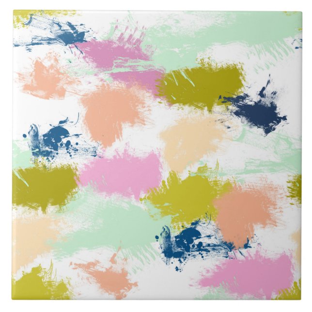 Streckor, färger, oljefärger kakelplatta (Framsidan)