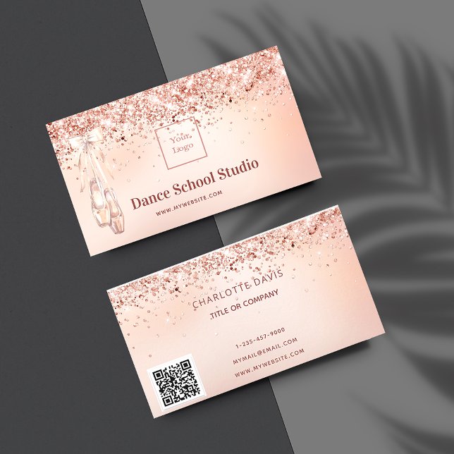 Streckstudion ro guld rosa glitter visitkort (Skapare uppladdad)