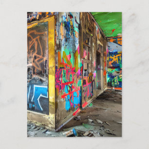 Street Art Abandoned Byggnad Bevarande av Touch Vykort