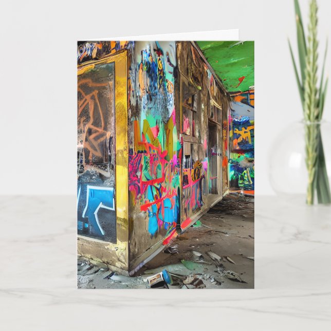 Street Art Abandoned Byggnad | Färgdag Kort (Framsida)