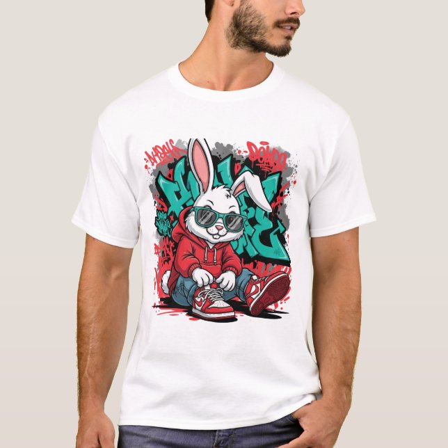 Street Art Bunny Swag T-Shirt (Framsida)
