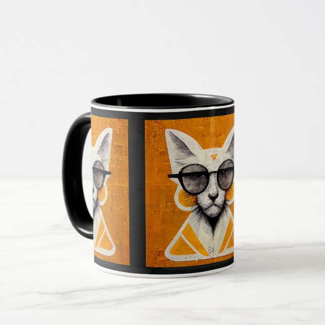 Street Art Cat Home Kitchen Mugg (Framsida vänster)