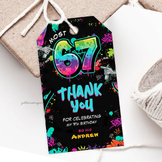 Street Art Graffiti 6 to 7 Birthday Presentetikett