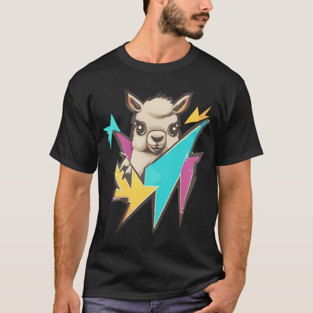 Street Art Graffiti Thunder Lama T-Shirt (Framsida)
