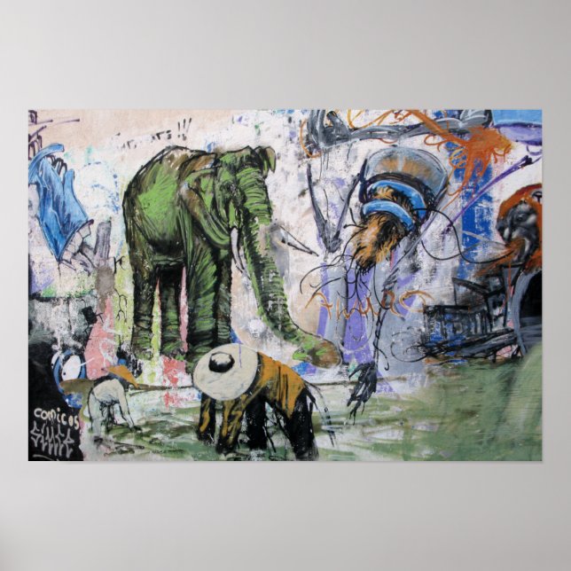 Street Art of Las Palmas Elephant Poster (Framsidan)