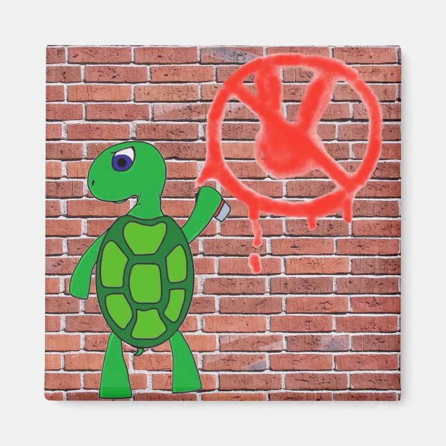 Street Art Turtle Graffiti Magnet (Framsidan)