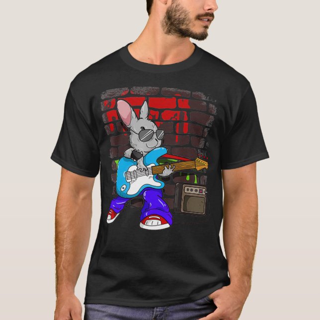 Street Busking Guitar Player Jump  Jive Bunny T Shirt (Framsida)