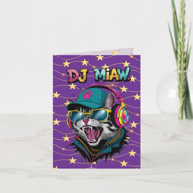 Street Cat DJ Attitude – Bold Streetwear Art Inbjudan (Framsida)