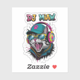 Street Cat DJ Attityd – Djärv Streetwear-konst Klistermärken