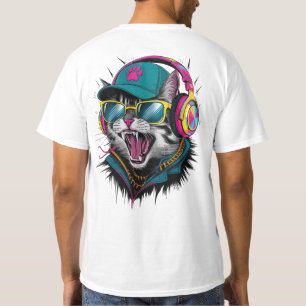 Street Cat DJ Attityd – Djärv Streetwear Konst T Shirt