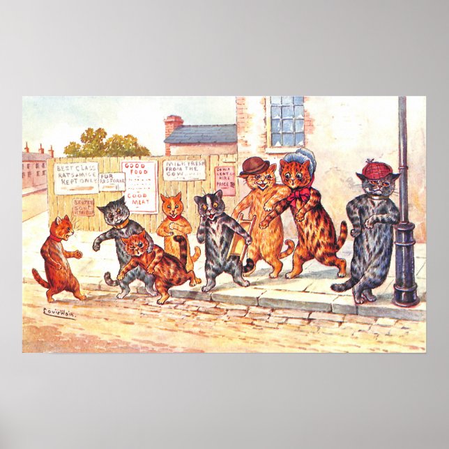Street Corner Cats Louis Wain Poster (Framsidan)