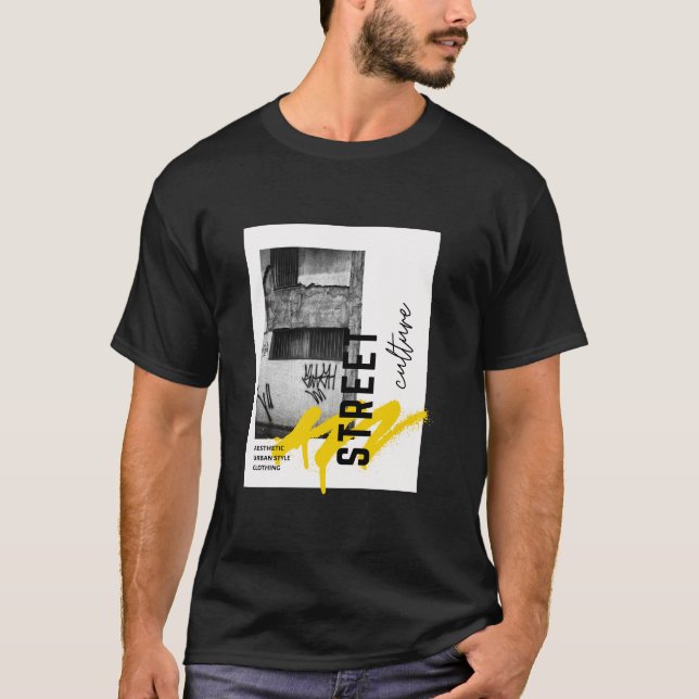 Street Culture Urban Aesthetic Monochrome Photo  T Shirt (Framsida)