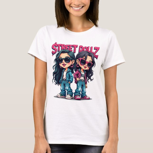 Street Dollz Baddie Girls Tecknad Graffiti Tee (Framsida)