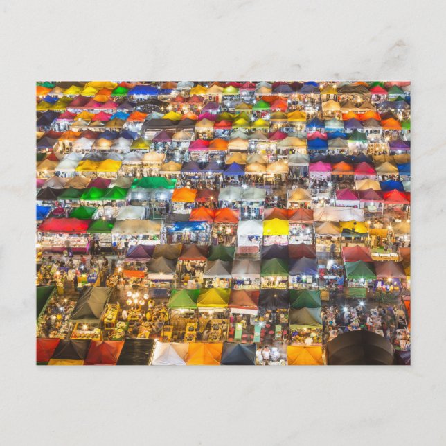 Street Food Market Rod Fai Bangkok Thailand Helg Vykort (Framsida)