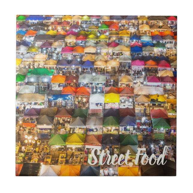 Street Food Market Rod Fai Bangkok Thailand Kakelplatta (Framsidan)