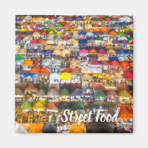 Street Food Market Rod Fai Bangkok Thailand Magnet