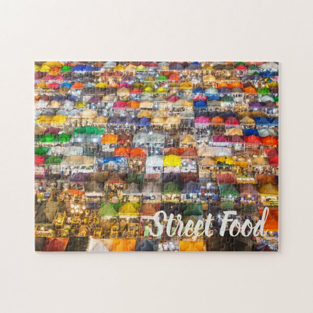 Street Food Market Rod Fai Bangkok Thailand Pussel (Horisontell)